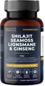 Shilajit, Sea Moss, Lion’s Mane & Ginseng 4-in-1 Supplement, Supports Energy, Stamina, Focus, Bone Health, Vitality & Wellness | 60 Vegan Capsules - PrimeBoost by Natural Gold Wellness - Image 2