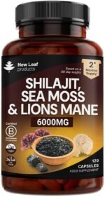 Shilajit Seamoss and Lions Mane Capsules 6000mg - High Strength Complex - 60% Fulvic Acid Shilajit, Irish Sea Moss, Lions Mane 100% Fruiting Body - Vegan, UK Made 120 Capsules - Image 2