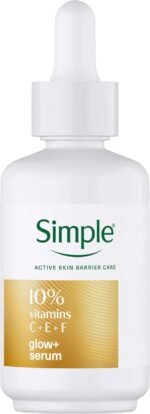 Simple Glow+ 10% Vitamins C + E + F Serum skin care for dry or dehydrated skin for youthful, glowing skin 30 ml - Image 2