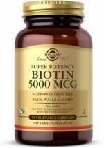 Solgar Biotin 5000 mcg Vegetable Capsules - High Strength Formula - Supports Hair Growth, Glowing Skin, Energy & Vitality - Health Supplement - Sugar Free - Suitable for Vegans - Pack of 50 - Image 2