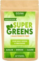 Super Greens Powder, Alkaline Superfoods Smoothie Booster with Inulin Prebiotic Fiber, 40 Servings - Image 2