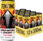 TENZING Super Natural Energy Drink, Fiery Mango, 160MG Caffeine, Vitamin D, Magnesium, Mushrooms, Plant Based, Vegan, & Gluten Free, 330ml (Pack of 12) - Image 2