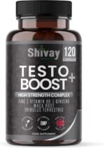 Testo Boost Men’s Vitality & Energy Supplement – Zinc, Vitamin B6, Ginseng, Maca, Tribulus – 120 Vegan Capsules – 2-Month Supply – Made in UK by Shivay Herbals - Image 2