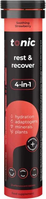 Tonic Health Rest and Recovery Effervescent Tablets - 300mg Elemental Magnesium, Ashwagandha, Lemon Balm - No Sugar, Magnesium Glycinate - Relax and Recharge, Strawberry 20 Count - Image 2