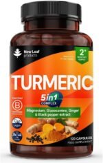 Turmeric 5-in-1 Complex - 5000mg Turmeric Capsules High Strength Enriched with Magnesium & Glucosamine Sulphate - Added Ginger Capsules + Black Pepper, 95% Curcumin Supplement - Vegan Supplement - Image 2
