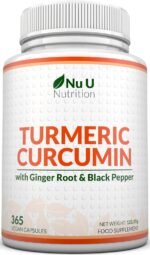 Turmeric and Black Pepper with Ginger Complex - 365 Vegan Capsules - 1 Year Supply - Tumeric Supplement Joints - High Strength Curcumin 95% Extract - Nu U Nutrition - Image 2