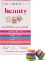 UPSA x Nourished 7-in-1 Beauty Gummies for Women - Vitamin C & E, Mango Powder, Selenium, Coenzyme Q10, Resveratrol, Multivitamin Gummy Hair Skin and Nails Vitamins - 30 Vitamin Gummies - Image 2