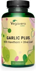 Vegavero Hawthorn Garlic Supplement | NO Additives | with Olive Leaf Extract | 4 mg Allicin | Lab-Tested & Non-GMO | 90 Capsules | Vegan - Image 2