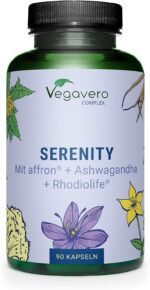 Vegavero Serenity | Natural Stress, Relaxation & Cognitive Supplement | L-Tryptophan, Ashwagandha, Rhodiola and Lions Mane | NO Additives | 90 Capsules | Vegan - Image 2
