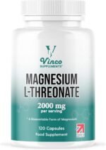 Vinco Magnesium L-Threonate Supplement - 120 High Strength Magnesium L Threonate Capsules - 2000mg Bioavailable Form of Magnesium per Serving - Non-GMO & Gluten Free - Made in The UK - Image 2