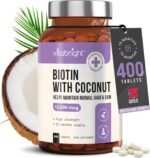 VitaBright Biotin Hair Growth Vitamins | 12000mcg | 400 D-Biotin Tablets with Coconut | Vegan Hair Vitamins for Women and Men | High Strength | Vitamin B7 - Image 2