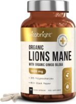 VitaBright Lions Mane Supplement Capsules | Mushroom Complex | 3600 mg per 2 Capsules | 4 Month Supply | Organic Lions Mane Powder & Gingko Biloba | High Strength Lionsmane Supplement | Made in UK - Image 2