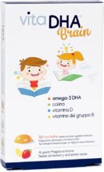 VitaDHA® Brain for Kids | 250 mg Omega-3 DHA, Choline and Vitamin D and B | for The Brain and The Immune System | Sugar Free | Strawberry and Lemon Flavour | 30 Jellies - Image 2