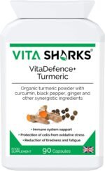VitaDefence+ Turmeric 90 Vegan Capsules. Natural, Potent, Kosher & High Strength Immune Booster & Anti-Inflammatory Ayurvedic Herbal Supplement - Image 2