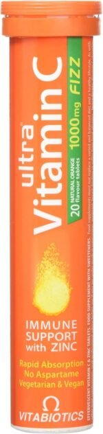 Vitabiotics Ultra Vitamin C Effervescent, Dissolvable with Zinc, Orange Flavour, 20 Tablets, Pack of 1 - Image 2