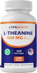Vitamatic L-Theanine Supplement 400mg per Serving - 240 Tablets - Non-GMO, Gluten Free - Image 2