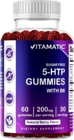 Vitamatic Sugar Free 5-HTP 200mg Gummies with B6 – 60 Pectin-Based Gummies – Mood Support & Stress Relief - Image 2