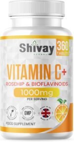 Vitamin C 1000mg per Serving | 360 Vegan Tablets - 6 Month Supply | Vitamin C with Rosehip and Bioflavonoids | High Strength Immune System and Energy Supplement | Made in The UK by Shivay Herbals - Image 2