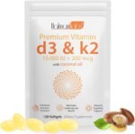 Vitamin D3 K2 Premium Vitamin D3 K2-120 Count D3 and K2 Vitamin with Coconut Oil -2 in 1 Vitamins D & K Complex | Supports Calcium Absorption,Immune & Heart Health – Easy to Swallow Mullein|Drop - Image 2