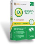 Vitamin D3 Tablets 2000iu 3 Month Supply - Premium Grade Vitamin D Supplements by Healthmarque UK; 50mcg, 90 Tablets, Bone, Muscle & Immune Support - Image 2