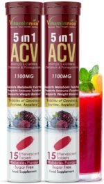 Vitaminnica ACV 5in1 Moringa Effervescent Tablets- 1100mg | Mixberries Flavor | Natural Energy & Immunity Booster with Antioxidants to Control Cravings -15 Tablets (2) - Image 2
