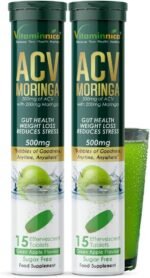 Vitaminnica ACV Moringa 15 Effervescent Tablets 500mg Apple Cider Vinegar with No Added Sugar for Gut Health | Weight Loss | Reduces Stress | Green Apple Flavour (2) - Image 2