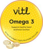 Vitl Omega 3 Fish Oil Supplement - 30 Easy to Swallow Softgel Capsules - Support Brain & Heart Health - 500mg Fish Oil, 250mg DHA & 50mg EPA - Image 2
