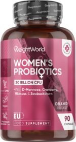 Women Probiotics Capsules - 30 Billion CFU - 90 Delayed Release Capsules - Added with D-Mannose, Cranberry, Hibiscus & Seabuckthorn Extracts - Vegan Intimate Probiotics for Women - Image 2