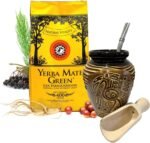 YERBA MATE Green STARTER SET Natural Strong Energy Drink Mate Tea Complete Set Begginer's Kit ENERGY Booster Green Mate ENERGY 500g Kit Ceramic Cup Gourd 300ml Bombilla| Wooden Scoop - Image 2