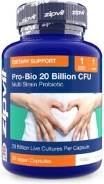 Zipvit Pro Bio 20 Billion CFU Probiotics for Gut Health, High Strength, 30 Vegan Probiotic Capsules for Men & Women, 3 Live Bacterial Cultures, Lactobacillus & Bifidobacterium Animalis - Image 2
