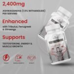 Testosterone Supplements for Men | Male Performance, Growth & Energy | Tribulus Terrestris for Men | High Strength 2400mg with Ashwagandha, Tribulus Terrestris, Fenugreek & Siberian Ginseng | UK Made - Image 3