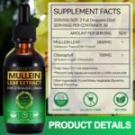 Mullein Drops for Lungs 60ML Mullein Leaf Extract & Chlorophyll Drops for Lung Cleanse Vegan & Health Supplements Fast Absorption - Image 4