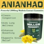 Mullein Gummies - Mullein Leaf Extract for Lungs - Mullein Leaf Gummies 2000mg for Lung Cleanse Detox Herbal Dietary Supplement- Mucus Remover & Mucus Relief (One Bottle) - Image 3