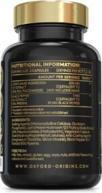 Advanced Lions Mane Mushroom 2400mg - 60 High Strength Vegan Capsules - Lions Mane Supplement with Black Pepper - Lion's Mane Mushroom Supplement (not Lions Mane Powder or Tablets) Made in The UK - Image 3