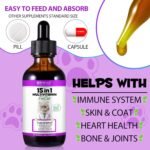Cat Vitamins, 15 in 1 Cat Multivitamin Liquid Drops, Cats Vitamins and Supplements with Glucosamine and Probiotics, Bones, Joint, Skin & Coat, Bladder, Immune System Support, 60ML - Image 4
