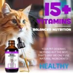 Cat Vitamins, 15 in 1 Cat Multivitamin Liquid Drops, Cats Vitamins and Supplements with Glucosamine and Probiotics, Bones, Joint, Skin & Coat, Bladder, Immune System Support, 60ML - Image 5