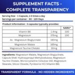 Magnesium Complex – Bisglycinate, Malate & Taurate with Vitamin B6 – 120 Vegan Capsules – High Absorption Magnesium Supplement for Energy, Muscle Function & Sleep Support - Image 8