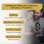 Organic Black Maca Root Capsules - High Strength Peruvian Maca for Men & Women - 12,800 mg Equivalent (3,200 mg Daily Dose) - 180 Capsules, with Vitamin C from Acerola - Made to UK Quality Standards - Image 4