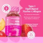Collagen Gummies - Collagen Peptides with Hyaluronic Acid, Vitamin C & Biotin - Collagen Supplements for Women & Men - More Convenient Than Collagen Powder - 60 Marine Collagen Gummies - Novomins - Image 3