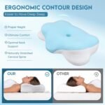 Memory Foam Pillow, Neck Support Sleep Apnea Pillow, Orthopedic Ergonomic Pillow for Sleep Apnea, Side Sleepers with Washable Cooling Ice Silk Cover - Image 4
