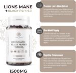 Lions Mane 1500MG Gummies - 1 Month Supply - Vegan Lions Mane Supplement 1500MG + Black Pepper - Image 3