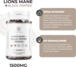 Lions Mane 1500MG Gummies - 1 Month Supply - Vegan Lions Mane Supplement 1500MG + Black Pepper - Image 4
