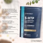 5HTP Supplement High Strength | 180 Vegan Tablets | 6 Month Supply - One A Day | from Griffonia Seed Extract | with Vitamin B5 | by Horbaach - Image 3
