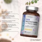 Multivitamin Tablets for Teenagers with Focus Complex | 180 Capsules | High Strength Complex with Vitamin B6, B5, Magnesium, Iron and Zinc | Vegan Supplement for Teens 13+ | by Horbaach - Image 3