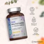 Multivitamin Tablets for Teenagers with Focus Complex | 180 Capsules | High Strength Complex with Vitamin B6, B5, Magnesium, Iron and Zinc | Vegan Supplement for Teens 13+ | by Horbaach - Image 6