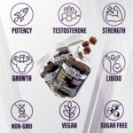 Testos MAX Strength Gummies - 6000mg 7-in-1 Tribulus, Fenugreek, Ginseng, L-Arginine, Zinc, Vitamin D3 & B6 - Vegan, Sugar-Free, Berry Flavour - Supports Muscle Growth & Vitality for Adults - Image 3
