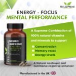 Neuro Supreme - Nootropics Brain Supplements with Ashwagandha - Focus Supplement, Aids with Memory and Energy Boost - with Vitamin B12, Folic Acid, Vitamin B5 and More - 60 Capsules - Image 3
