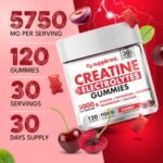Creatine Gummies with Electrolytes, 5000mg Creatine Monohydrate, Cherry Flavour, 120 Gummies, Vegan, Gluten-Free, Non-GMO, Food Supplement, 30-Day Supply - Image 3