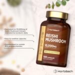 Reishi Mushroom Capsules 10,000mg | Red Reishi Extract (5:1) | High Strength Supplement | 100 Powder Capsules | by Horbaach - Image 3