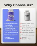 Liposomal NAD+ Supplement 500MG with 250MG Ca-AKG, Max Absorption, Support Cellular Energy & Healthy Aging, 60 Capsules - Image 4